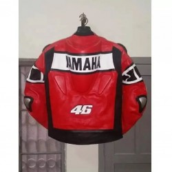 Yamaha Racing Red Leather Biker Jacket