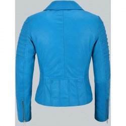Fashion Designer Electric Blue Biker Style Jacket