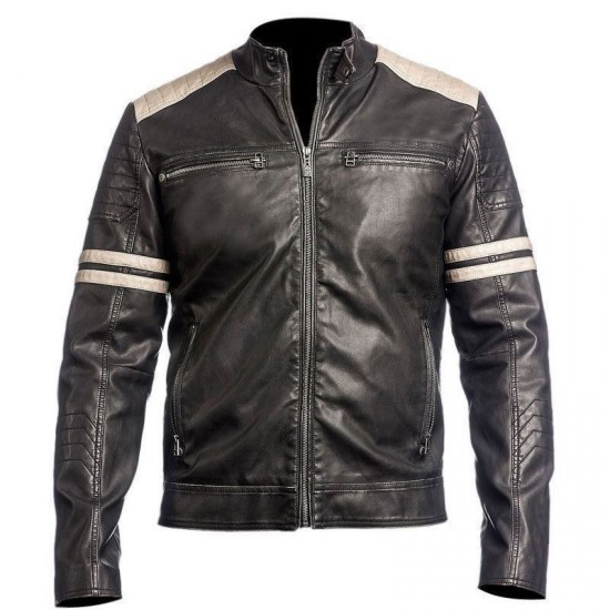 NEW Men's Leather Jacket Black Slim Fit Biker Vintage Motorcycle Cafe Racer NEW Men's Leather Jacket Black Slim Fit Biker Vintage Motorcycle Cafe Racer