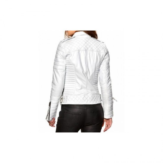Fashion Style Women's White Leather Jacket