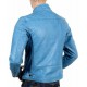 Men's Dodge Mens Sky Blue Motorcycle Style Leather Jacket