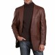 Men's Genuine Soft Lambskin Leather Blazer Jacket Brown Two Buttons Mens New Coat