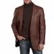 Men's Genuine Soft Lambskin Leather Blazer Jacket Brown Two Buttons Mens New Coat