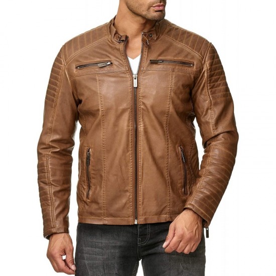 Mens Modern Soft Casual Biker Jacket