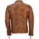 Mens Vintage Brown Soft Real Leather Biker Jacket