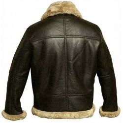 Men's Aviator Pilot RAF B3 Flying Bomber Fur Lambskin Leather Jacket Shearling