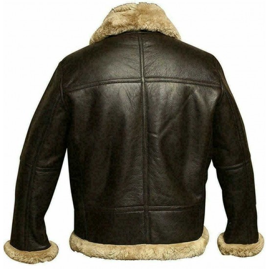 Men's Aviator Pilot RAF B3 Flying Bomber Fur Lambskin Leather Jacket Shearling