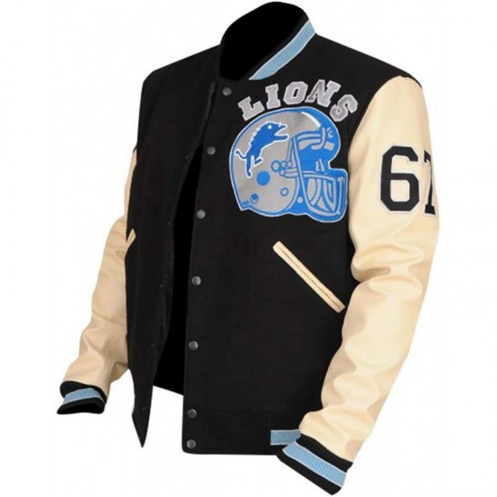 Beverly Hills Cop Axel Foley Detroit Lions Vintage Biker Sports Letterman Jacket 