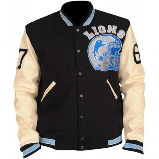 New Mens Eddie Murphy Detroit Lions Beverly Hills Cop Axel Foley Letterman Varsity Leather Jacket