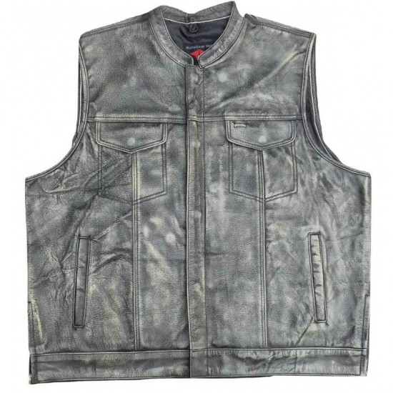 Mens Club Vest Distressed Brown Leather Motorcycle Biker SOA Style New With Tags Mens Club Vest Distressed Brown Leather Motorcycle Biker SOA Style New With Tags