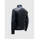 Biker Black Leather Zipper Jacket